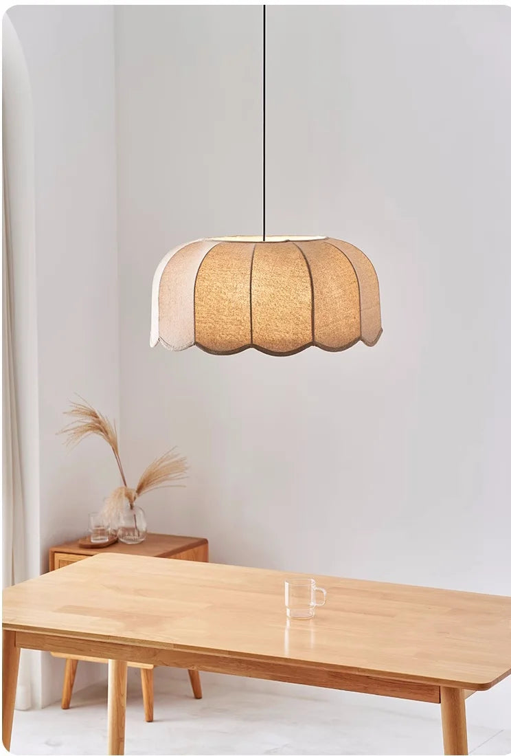 Nordic Wabi Glow – Minimalistische Wabi Sabi Linnen LED Hanglamp - hanglampen - verlicht