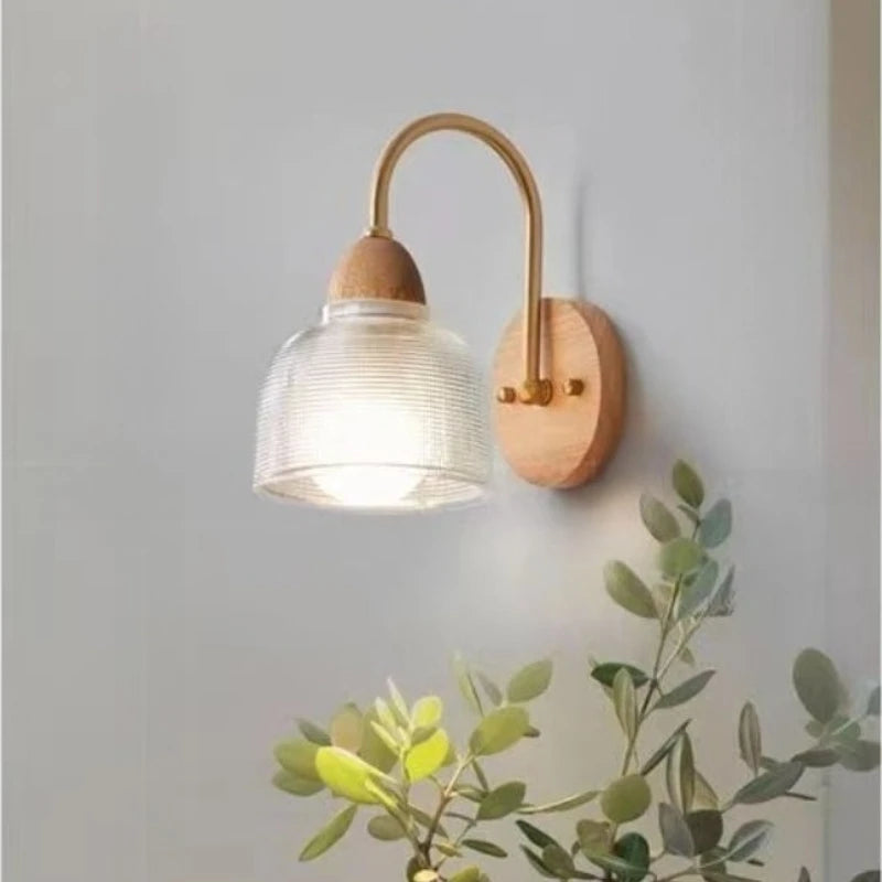 MizuGlow Japandi Wandlamp – Houten & Glazen Wandverlichting - wandlamp - detail