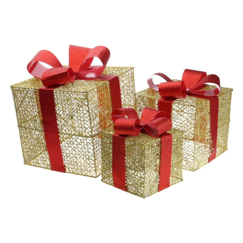 LumiGift 3-Delige Verlichte Cadeaudoos Set met LED - buitenverlichting - detail