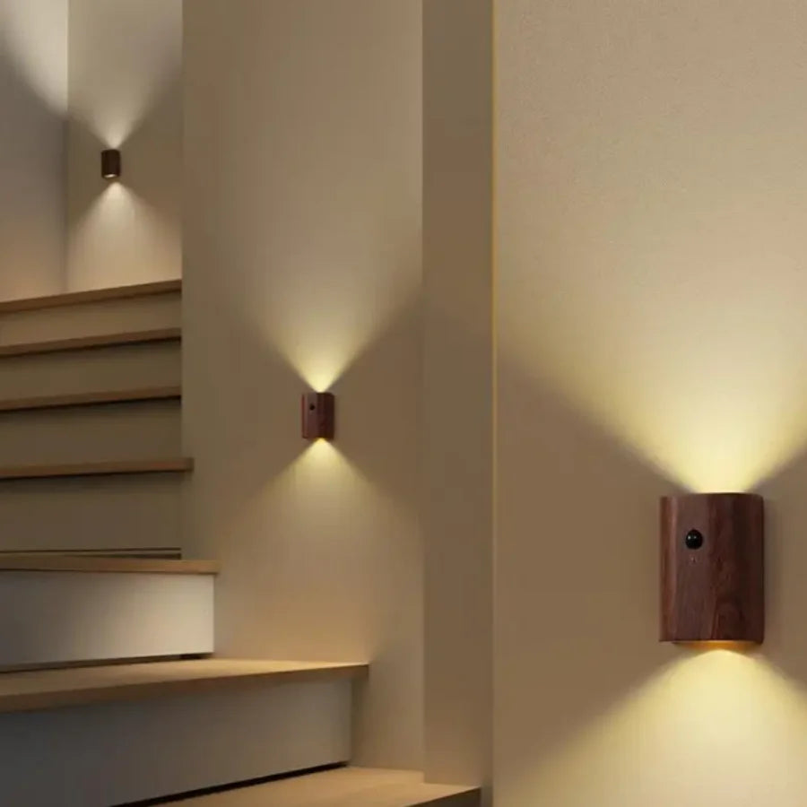 LumiHout – Houten Moderne Indoor Inductie Wandlamp - wandlamp