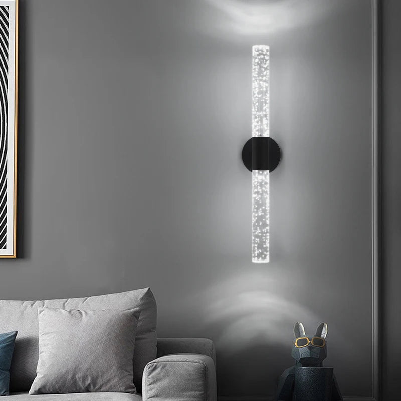 LumiGlas – Luxe LED Wandlamp met Kristal Bubbelstaaf - wandlamp - detail