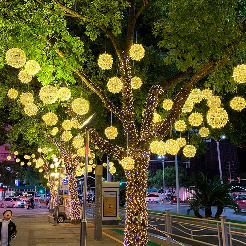 Kerst LED Rotanbal Slinger – Warme Feestverlichting & Buiten Fairy Garden Kerstverlichting