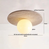 LumiSabi Travertin Natuursteen LED Plafondlamp – Moderne Wabi-Sabi Lamp