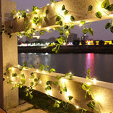 SolarLeaf Sfeerverlichting – Zonnelamp Slinger met Kunstbloemen & Bladeren
