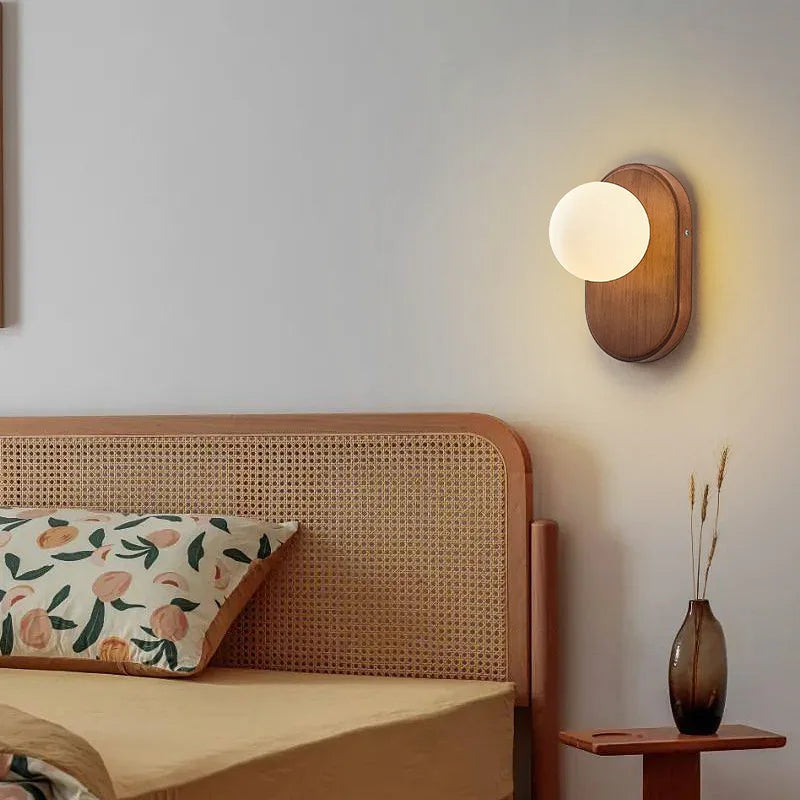 ZenLight Hikari Wandlamp – Japanse Massief Houten Wandverlichting met Frosted Glass | Vintage Nordic Design - wandlamp - deta