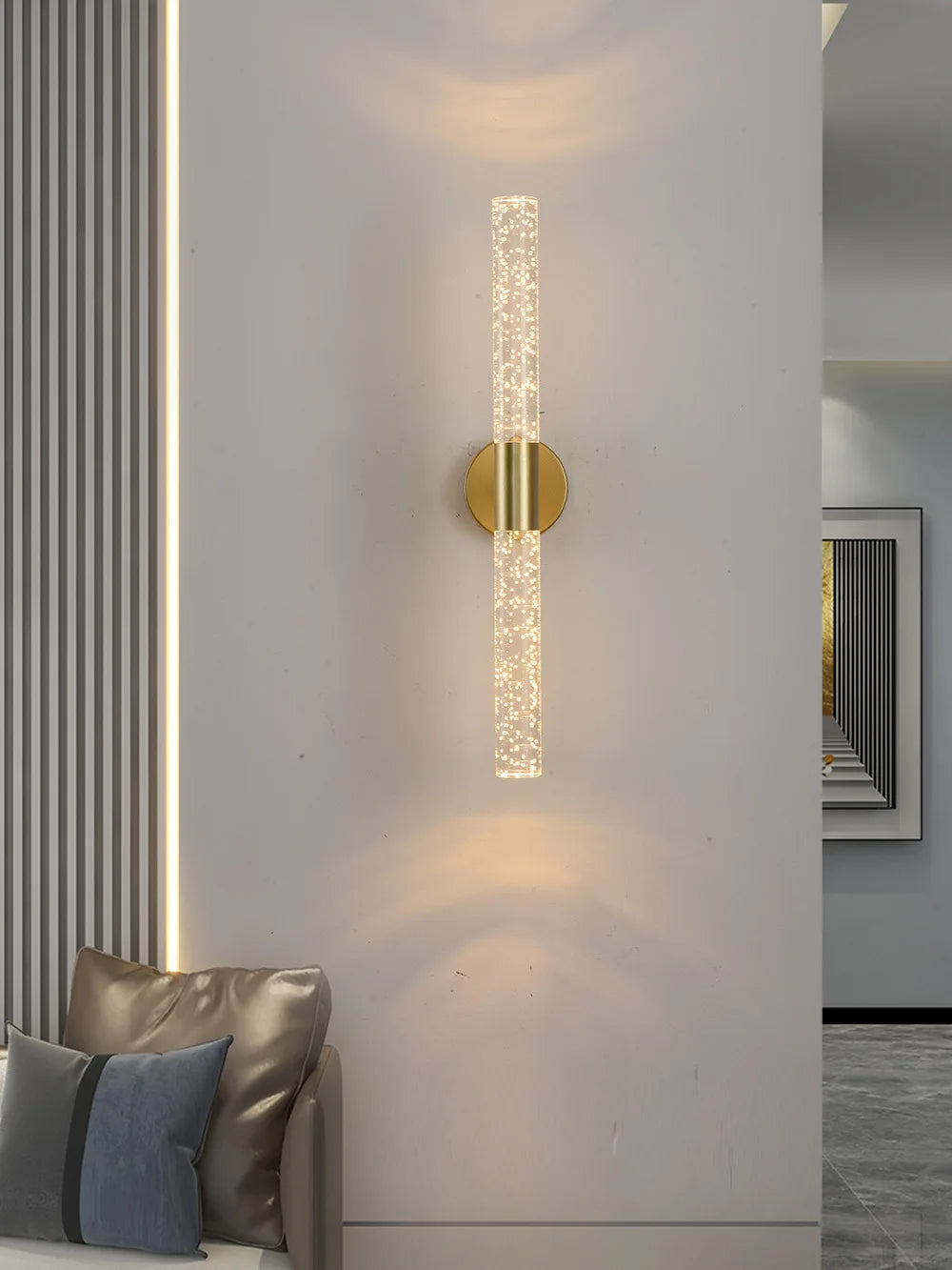 LumiGlas – Luxe LED Wandlamp met Kristal Bubbelstaaf - wandlamp - gemonteerd