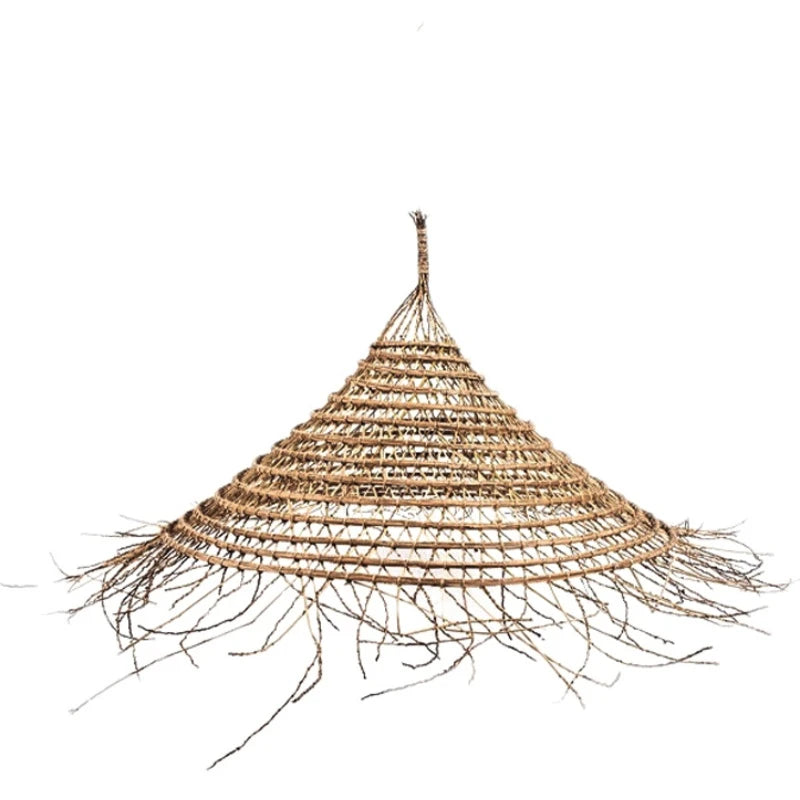 “RattanAura Wabi-Sabi Hanglamp” – Japanse LED Pendel Lamp met Ratten-Design - hanglampen - zijaanzicht