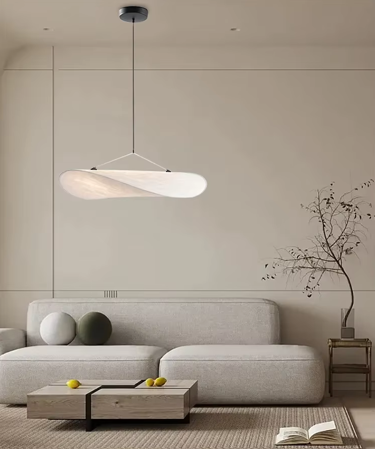 Japandi Stijl Zijden Hanglamp Kroonluchter - hanglampen - close-up