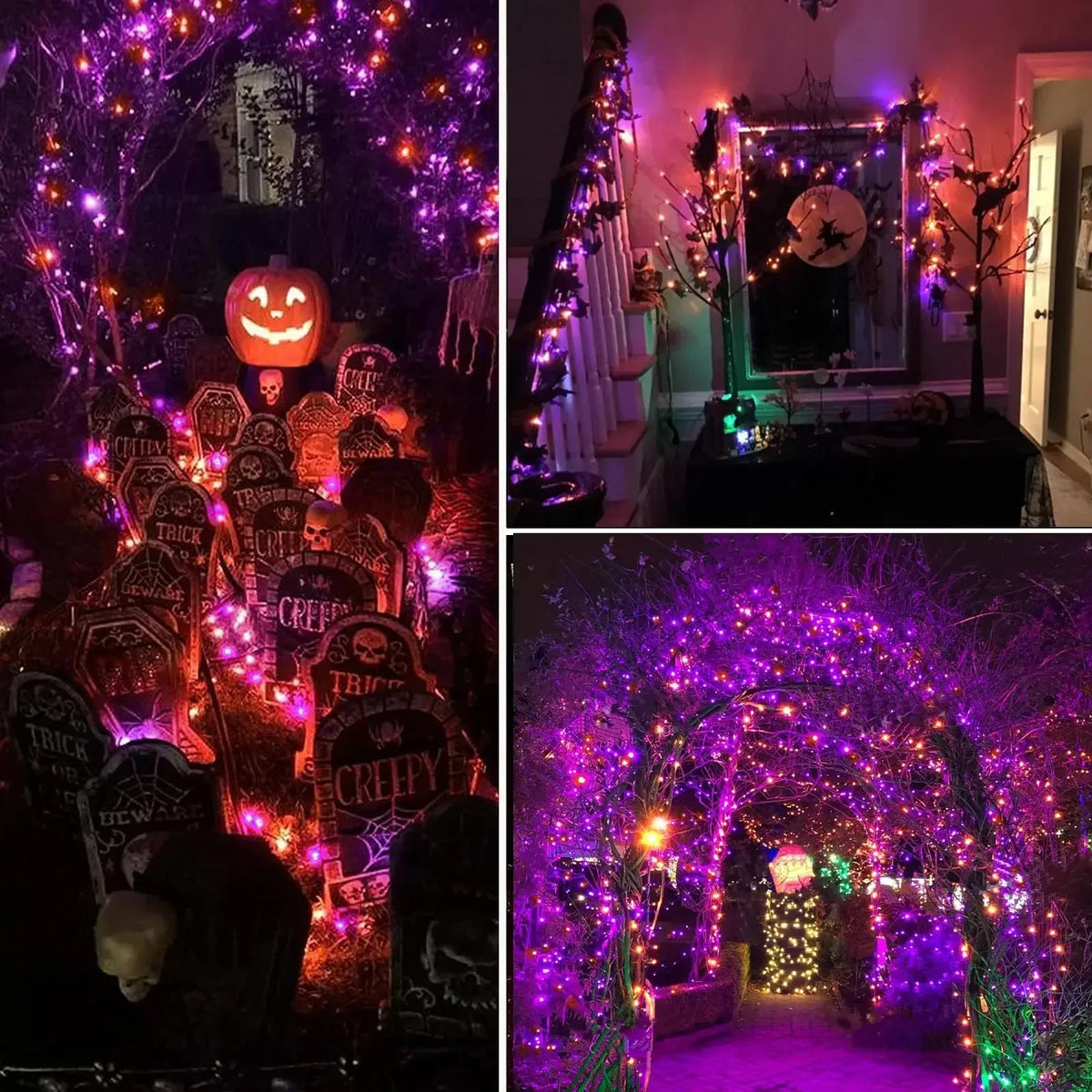 GLOWSPELL – Halloween LED Sfeerverlichting 100/200 LEDs met Zwarte Draad - buitenverlichting - detail