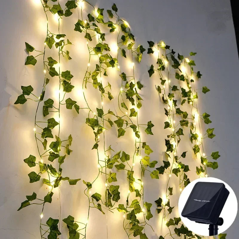 SolarLeaf Sfeerverlichting – Zonnelamp Slinger met Kunstbloemen & Bladeren - buitenverlichting - zijaanzicht
