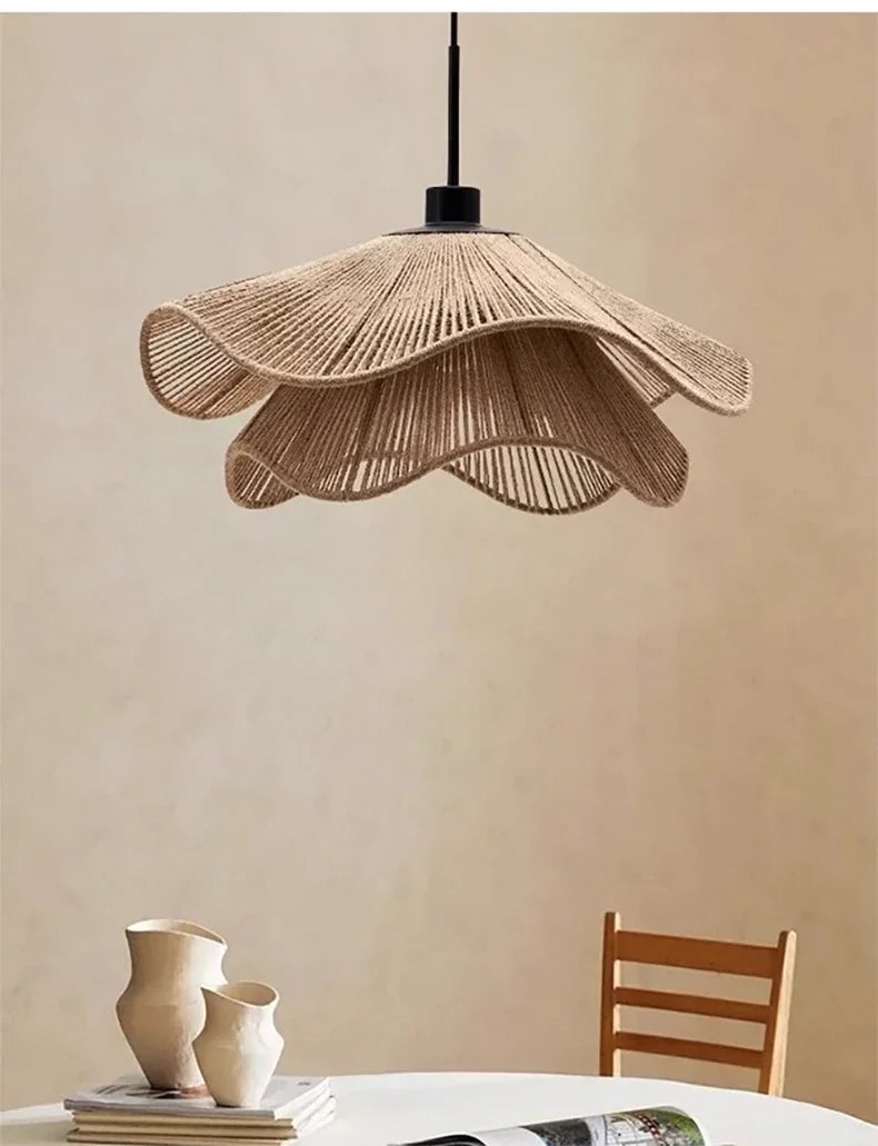 WabiRope Aura: Scandinavische Wabi Sabi Hennep Touw Hanglamp - hanglampen - verlicht