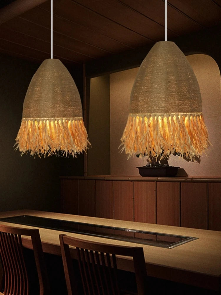 Handgeweven Rotan Hanglamp - hanglampen - zijaanzicht