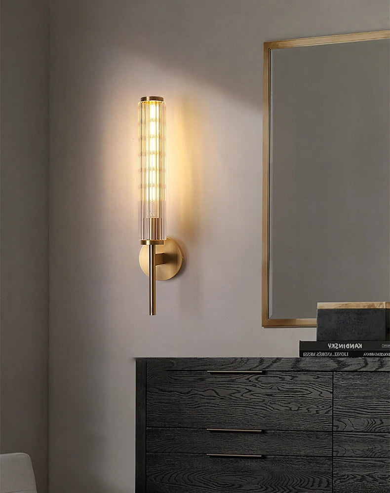 Moderne Luxe Gouden Wandlamp met Helder Glazen Kap