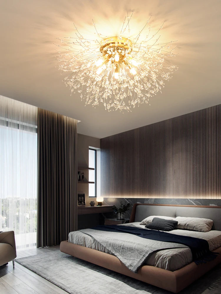 Dandeluxe Paardenbloem Kristal Plafondlamp - plafondlamp - zijaanzicht