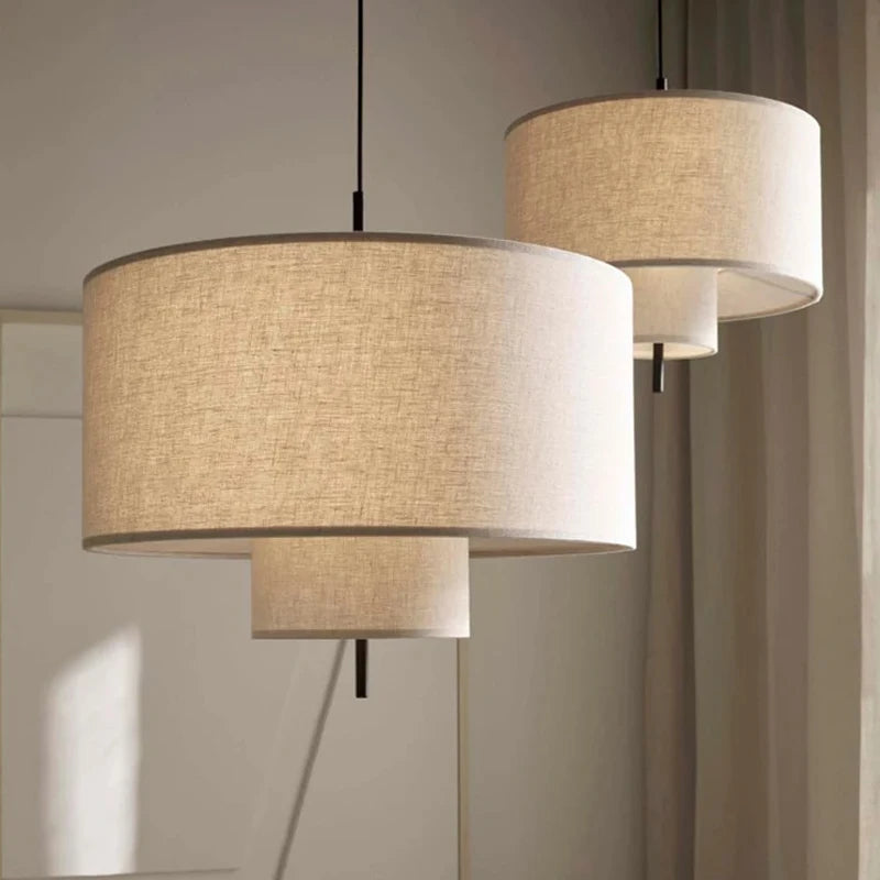 Nordic Minimalist Wabi Sabi Fabric Chandelier Living Dining Room Bar Bedroom Led Pendant Lights Restaurant Hanging Lamp Fixtu