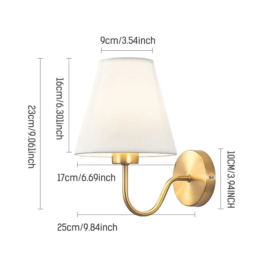 LumaFabrica – Nordic Wandlamp met Stoffen Lampenkap - wandlamp - zijaanzicht