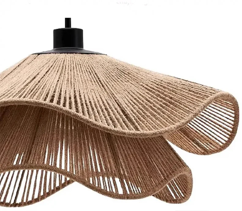 WabiRope Aura: Scandinavische Wabi Sabi Hennep Touw Hanglamp - hanglampen - zijaanzicht