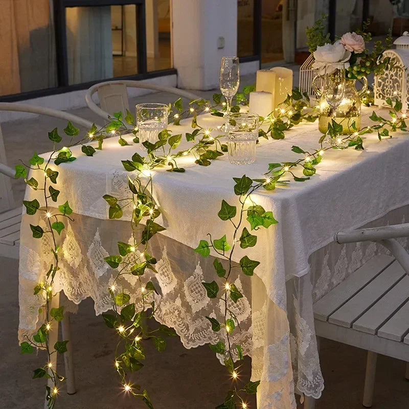 SolarLeaf Sfeerverlichting – Zonnelamp Slinger met Kunstbloemen & Bladeren - buitenverlichting