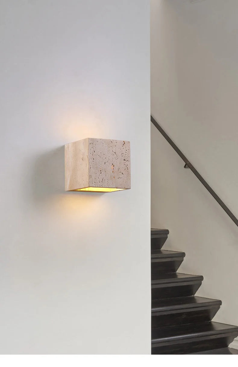 StoneBloc Buitenwandlamp – Natuurlijke Steenlook Wandlamp voor Tuin, Hal & Badkamer - buitenverlichting - afmetingen