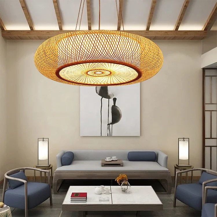 BambuLoom Grace: Handgemaakte Bamboe Rieten Hanglamp - hanglampen