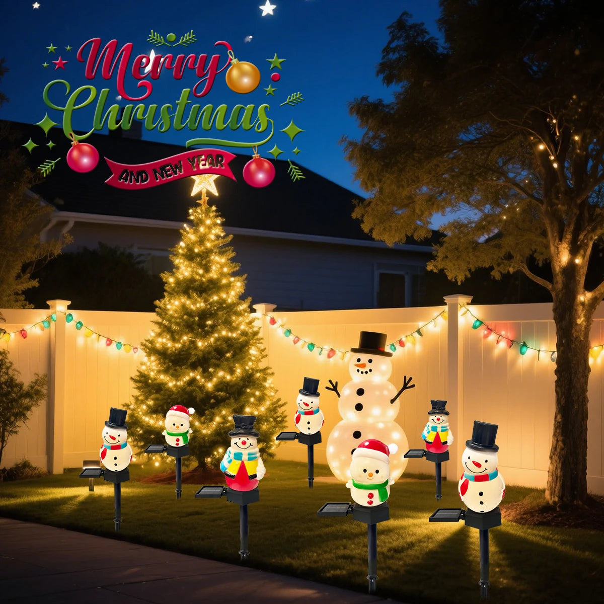 SnowGlow Kerst Sneeuwpop Solar LED Padverlichting - buitenverlichting - gemonteerd