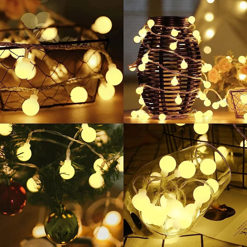 LumiGlobe 10M Kleine Bol Fairy Lights – USB/Batterij - hanglampen - close-up