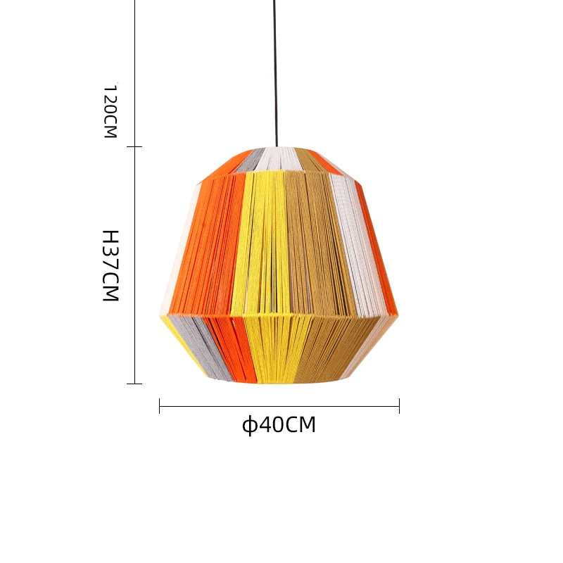 BonLumi Naturé – Retro Bonbon Hanglamp van Henneptouw en Rotan