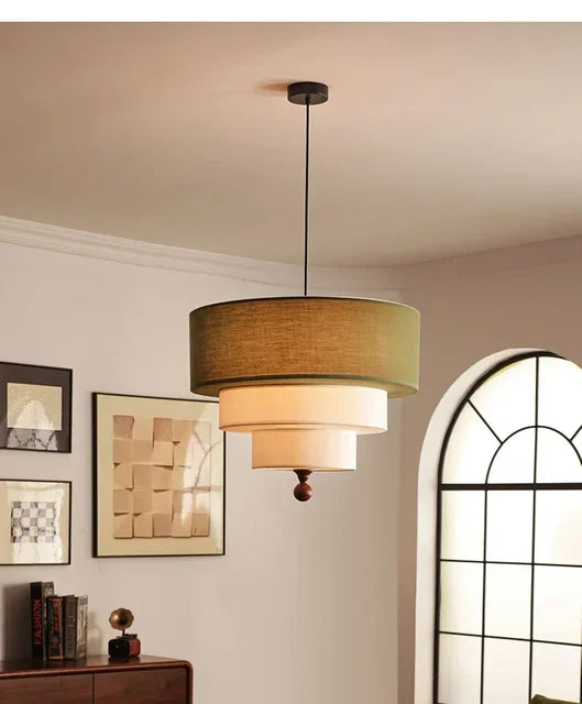 Boho Green Fabric Hanglamp - hanglampen - in de kamer