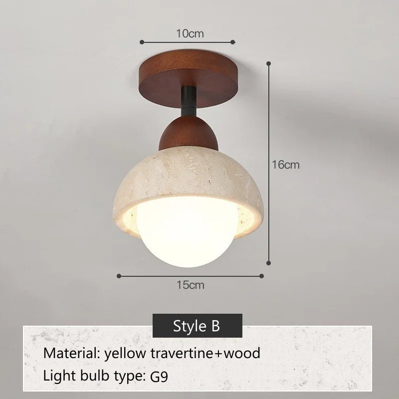 Wabi Sabi Travertin Plafondlamp - plafondlamp - gemonteerd