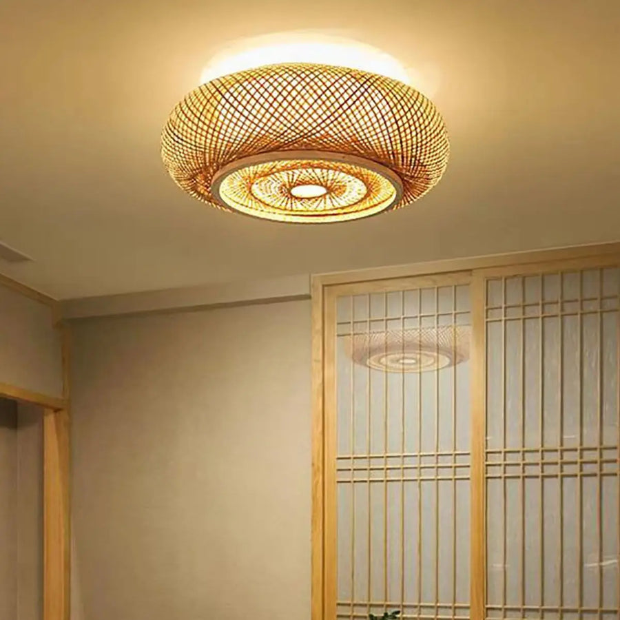 LumaBambu: Moderne Bamboe Plafondlamp Flush-Mount
