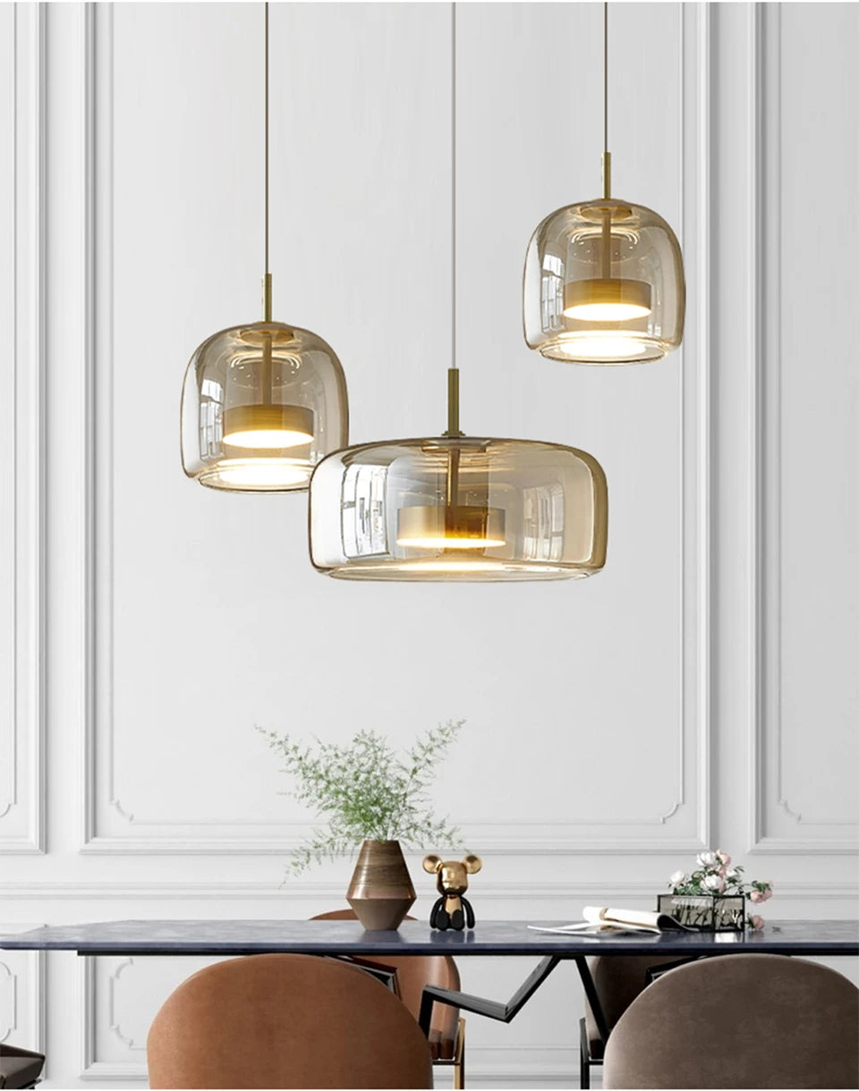 LumiGlow – Elegante Glassteen Hanglamp met LED-verlichting - hanglampen - gemonteerd
