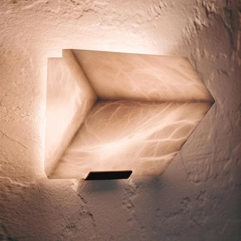 MarbleLuxe Nordic LED Wandlamp – Natuurlijke Marmeren Sfeerverlichting - wandlamp - close-up