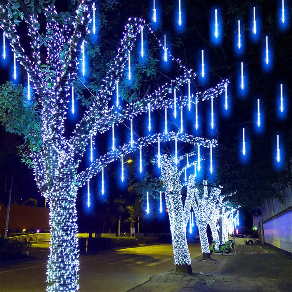 LumiRegen 50cm LED Vallende Sterren Regen-kerstverlichting - buitenverlichting - sfeerbeeld
