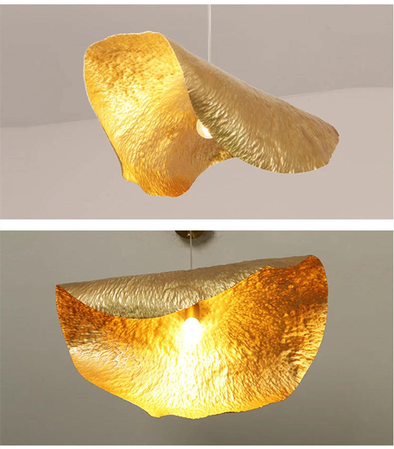 Minimalistische Koperen Hanglamp in Lotusblaad Ontwerp