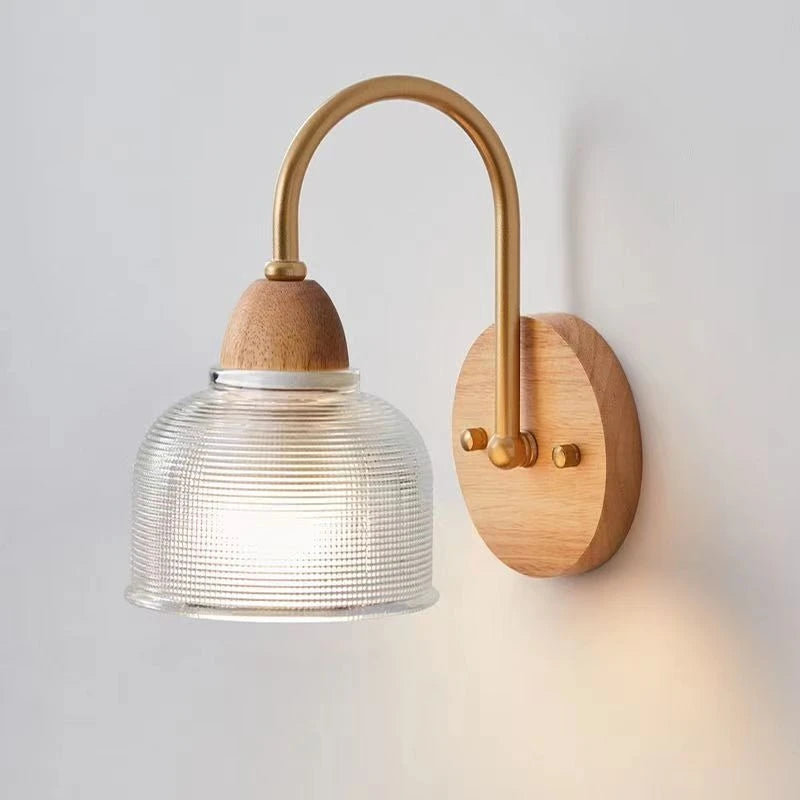 MizuGlow Japandi Wandlamp – Houten & Glazen Wandverlichting - wandlamp