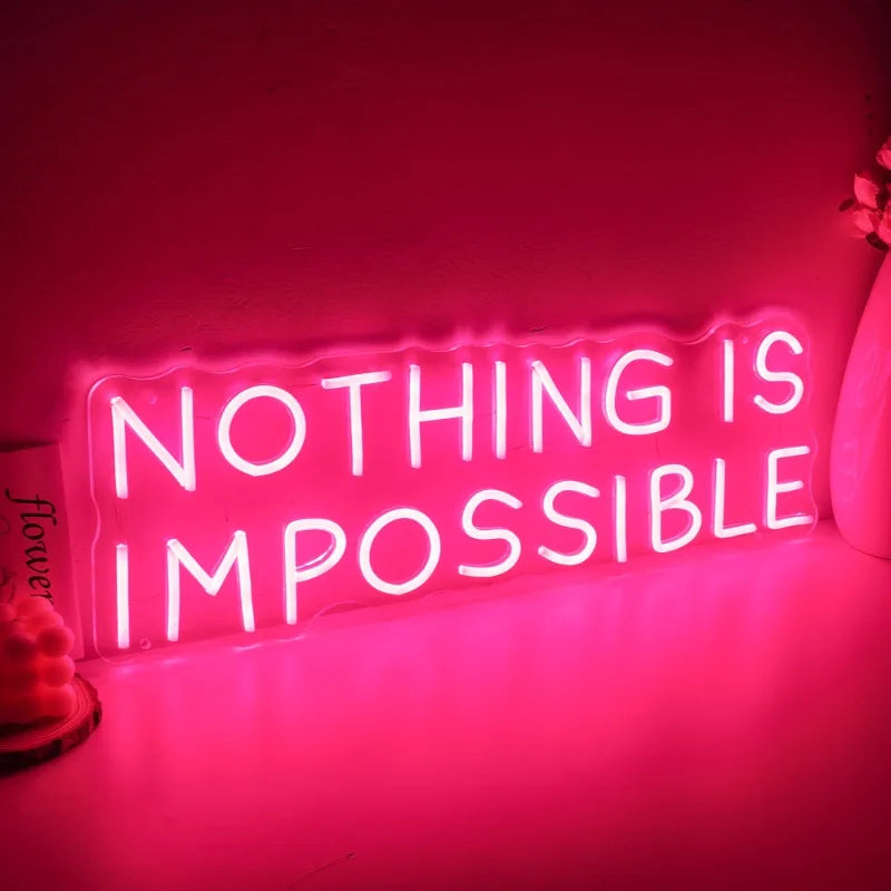 GlowInspire Aanpasbaar "NOTHING IS IMPOSSIBLE" Neon Bord - wandlamp - in de kamer