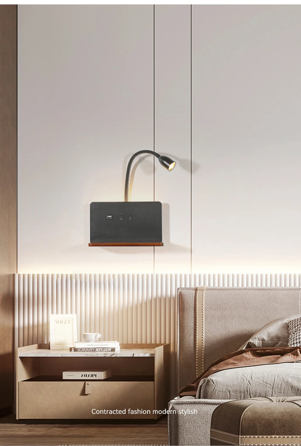 LumiCharge – Stijlvolle Wandlamp met Draadloos Opladen - wandlamp - materiaaldetail