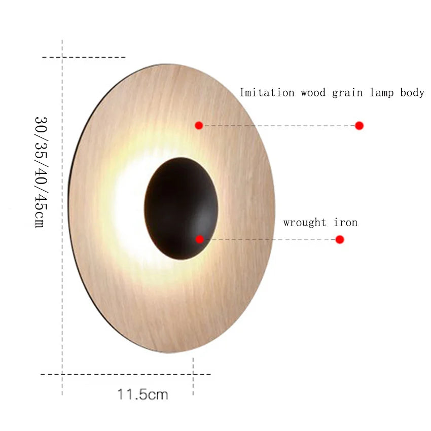NordicGlow – Moderne Houten Rond LED Wandlamp - wandlamp - afmetingen