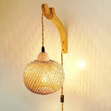 NaturLume Bamboe Wandlantaarn – Handgeweven Rotan Wandlamp met E27 Fitting
