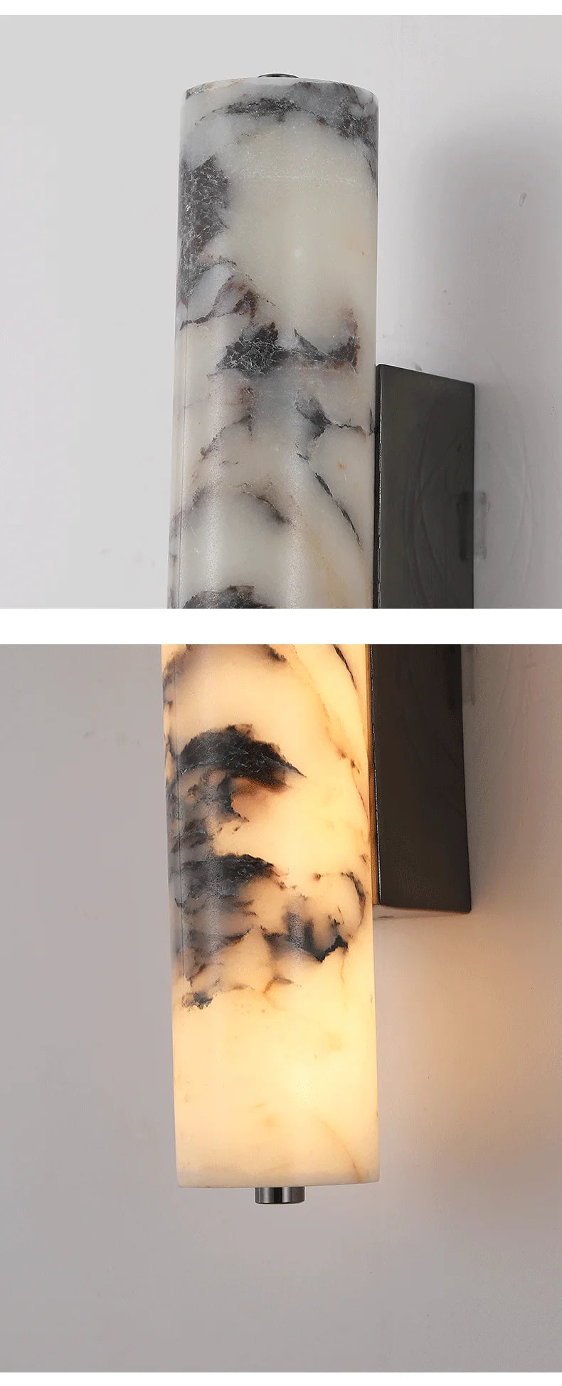 Marbella Lux Sconce – Natuurlijke Zwarte Marmeren Wandlamp in Italiaans Design voor Slaapkamer &a Woonkamer