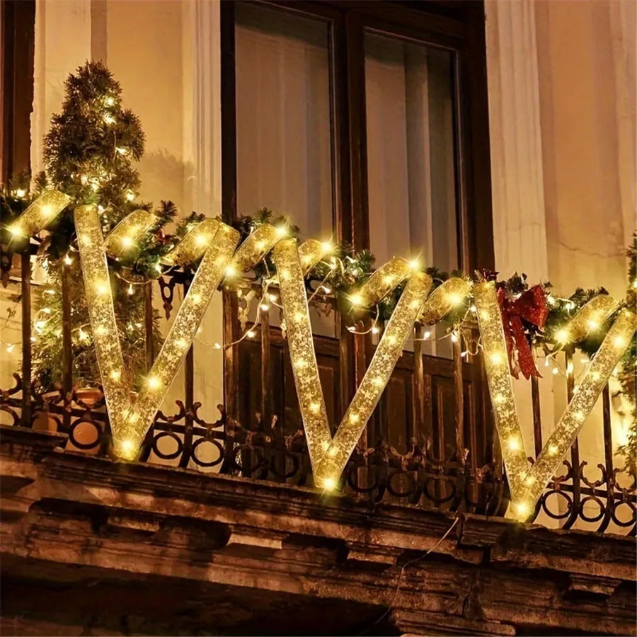 LumiRibbon Gouden Kerstlint Lichtslinger – 2M/5M/10M LED
