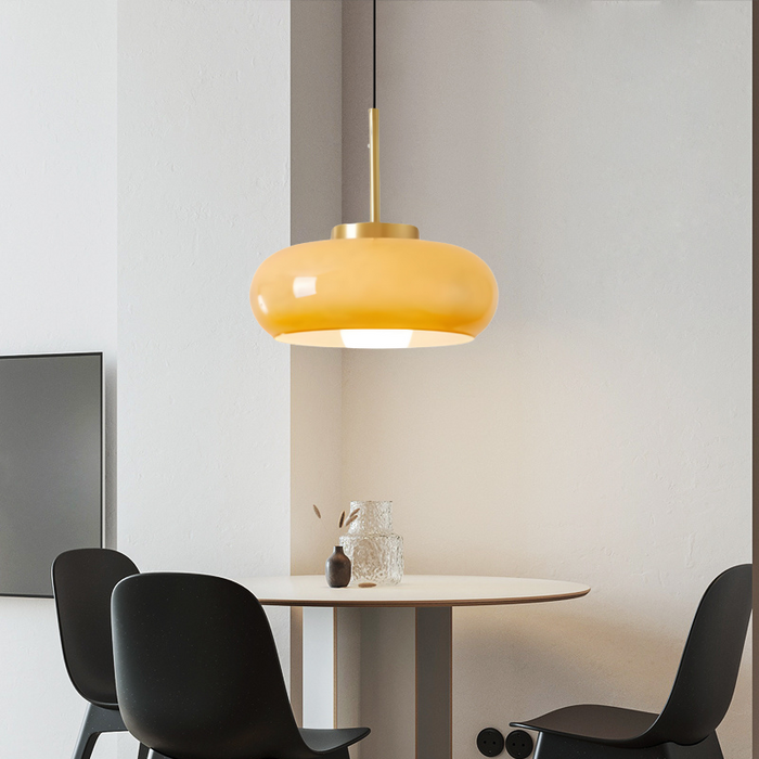 Moderne Kroonluchter Van Koper En Glas - hanglampen - verlicht