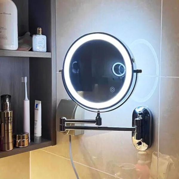 Zwarte Oplaadbare Led Vergrotende Spiegel Voor Make-Up En Badkamer - wandlampen - close-up