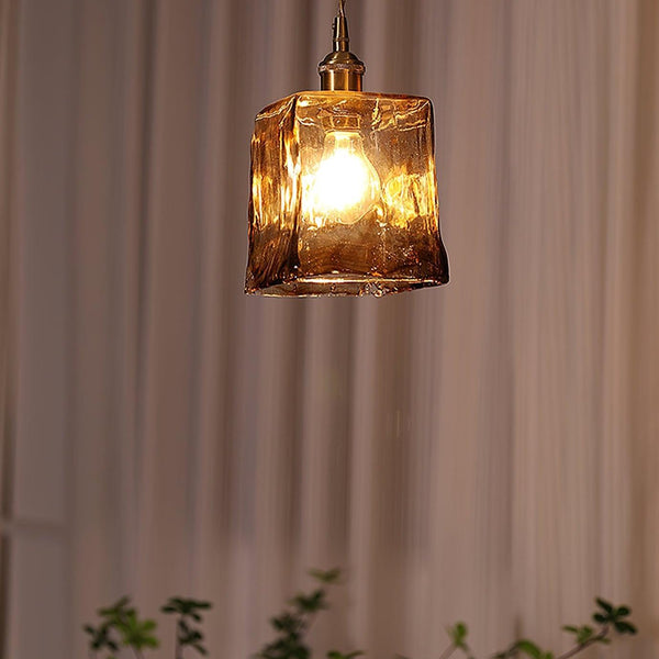 Vintage Bruin Glazen Hanglamp - hanglampen - close-up