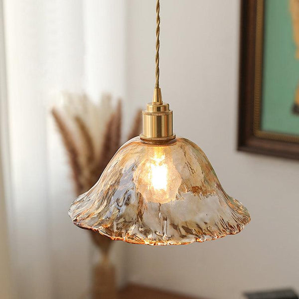 Vintage Bruin Glazen Hanglamp - hanglampen - zijaanzicht