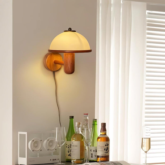 Paddenstoel Houten Wandlamp - wandlampen - sfeerbeeld
