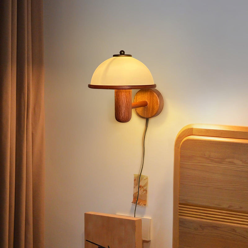 Paddenstoel Houten Wandlamp