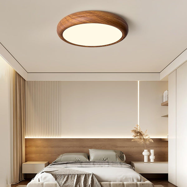 Ronde Plafondlamp Met Houtnerf - hanglampen