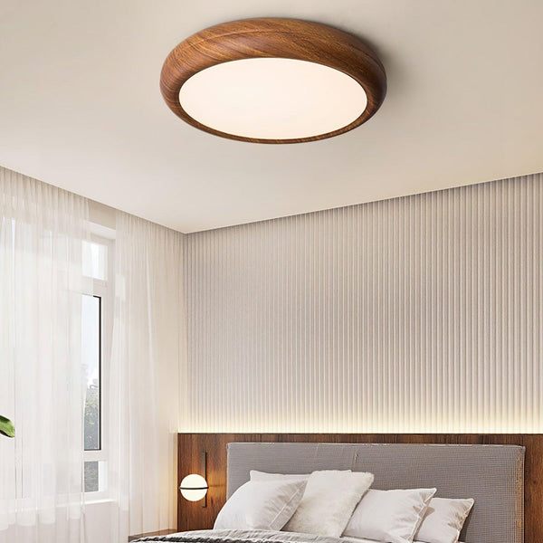 Ronde Plafondlamp Met Houtnerf - hanglampen - in de kamer