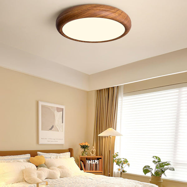 Ronde Plafondlamp Met Houtnerf - hanglampen - zijaanzicht